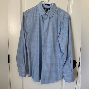 Banana Republic Men’s Grant Fit Light Blue Windowpane Dress Shirt